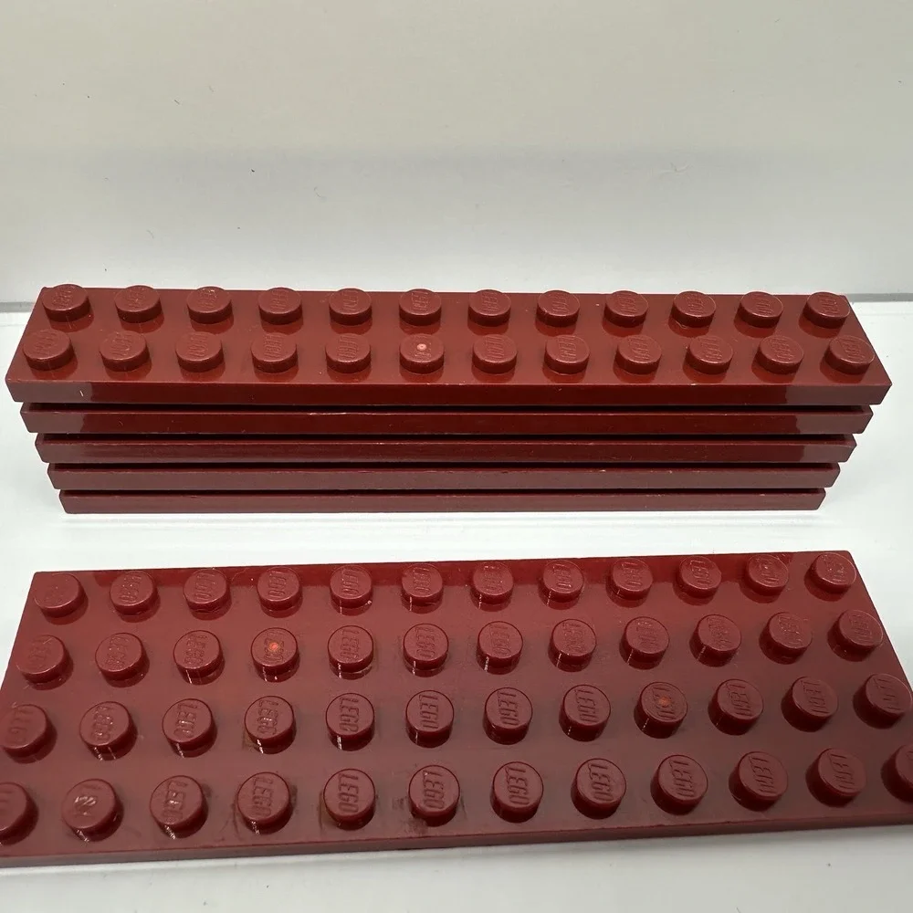 Lego Parts - Dark Red Plates - 2x12, 4x4, 4x6, 4x10, 4x12, 6x6 & 6x8 Lot Of 19